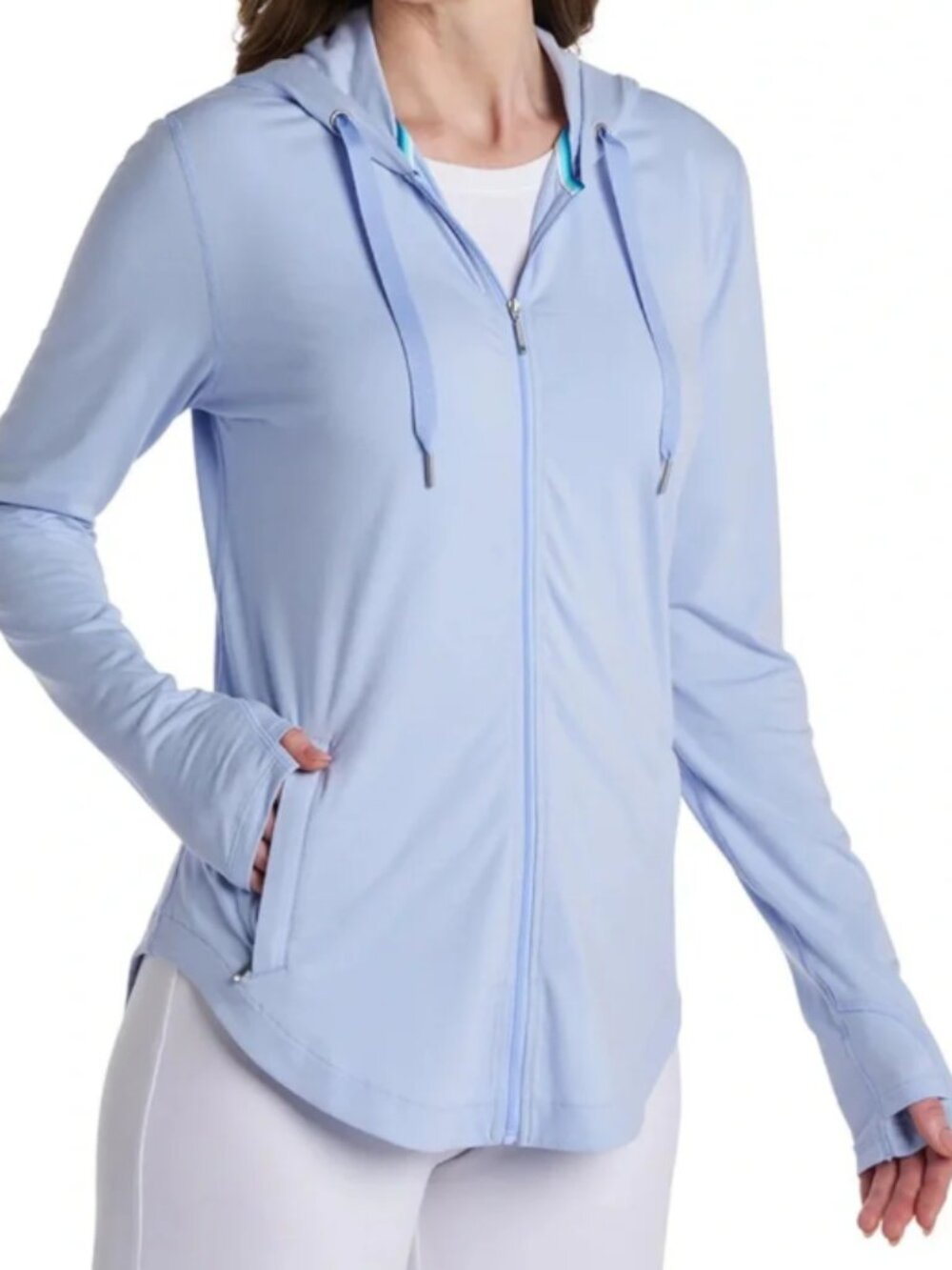 Coolibar Lumaleo Zip-Up Hoodie Lightweight Long-Sleeve Top - Womens Medium